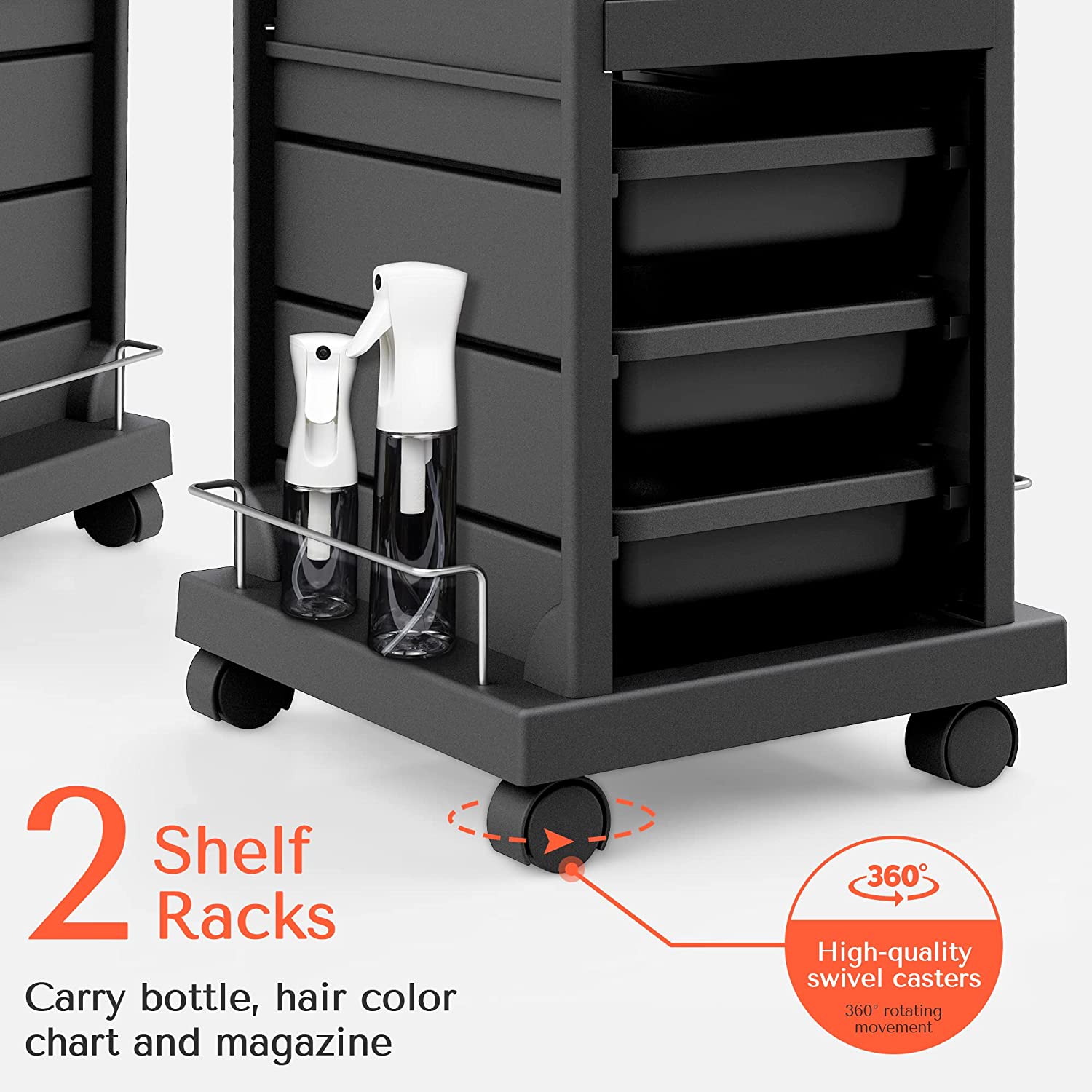 TASALON Salon Trolley Cart for Salon Station - Space Saving Salon Rolling Cart for Extra Storage - Hair Salon Beauty Storage Cart - 6-Tray Salon Cart - Multipurpose Tool Cart - Tattoo Tray - Hair Cart - Image 4